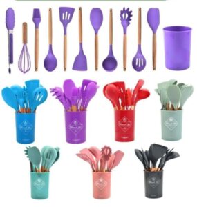 Various sets of silicone kitchen utensils