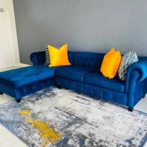 Velvet L-shaped sectional sofa