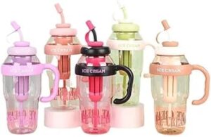 BPA-free plastic sipper water bottle