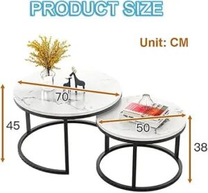 Set of black marble-effect nesting coffee tables