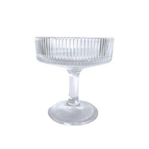 Set of six ribbed coupe glasses