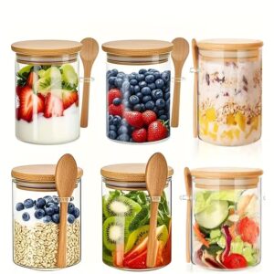 4-piece set of glass jars with bamboo lids and spoons