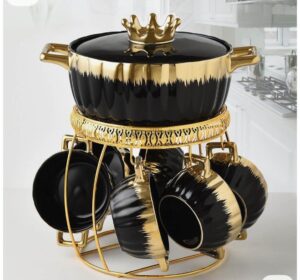 Set of electroplated ceramic tableware