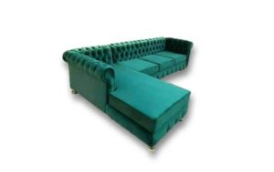 Velvet L-shaped sofa