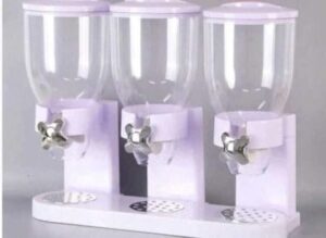 Triple dry food or cereal dispenser