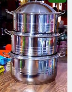 Set of stainless steel cookware
