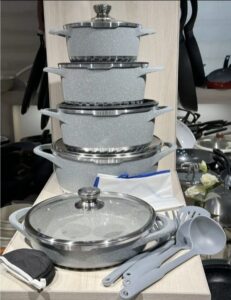 17PCS Cooking Pot Set -Nonstick Graniote Aluminum